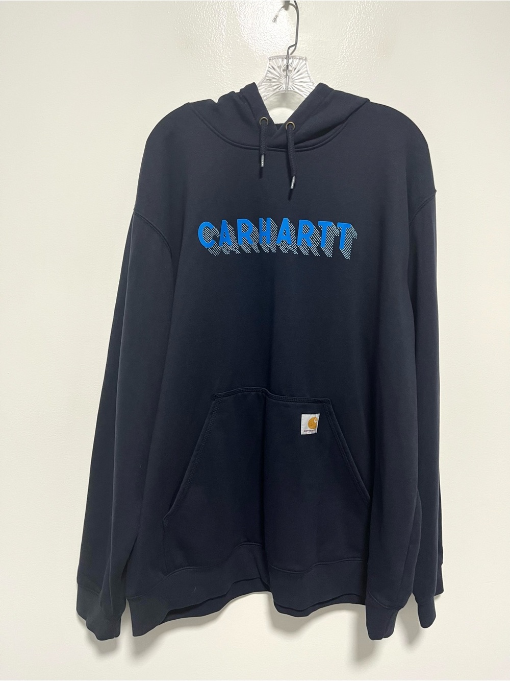 Carhartt Rain Defender Hoodie Loose Fit Blue Graphic Logo Lined XXL
